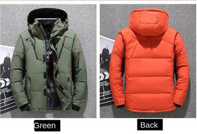 Down Jacket Men White Duck Winter Coat Windproof Warm Parkas Travel Camping Overcoat New in Thicken Solid Color Hooded Clothing