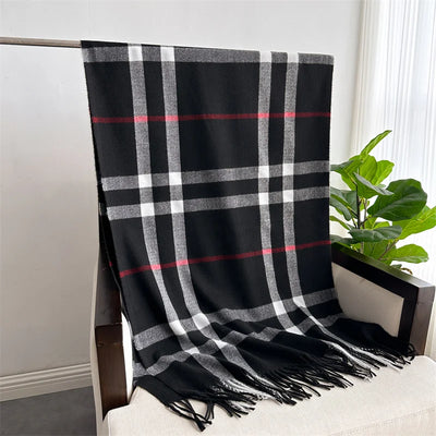 Luxury brand Winter Plaid Cashmere Like Blanket Scarf Design Thick Warm Pashmina Shawl Wraps With Tassel Poncho Stoles Echarpe