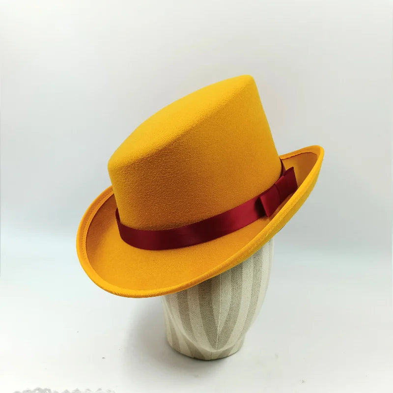 Men Top hat Magician Presidential high hat British jazz top hats male gentleman flat felt hat 2024 sombrero de copa británico