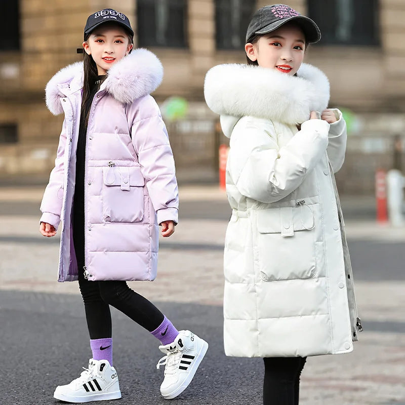 2024 Winter Thicken warm Down jacket Girls clothing kids toddler girl clothes Parka Hooded Children Outerwear Coats snow suit