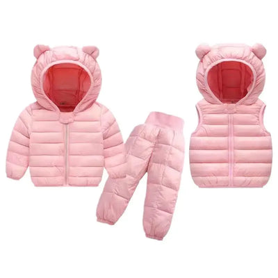 Toddler Winter Baby Girls Boys Clothing Sets Warm Faux Down Jacket Clothes Sets Children Kids Snowsuit Coats Vest Pants Overalls