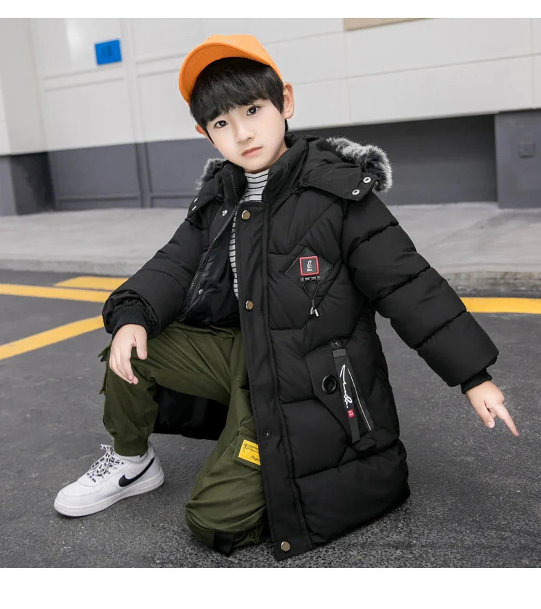 2023 Children Warm Clothing toddler boy Clothes Teen Down Cotton Padded Winter Jackets Hooded Coat Thicken Outerwear Kids Parka