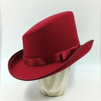 Men Top hat Magician Presidential high hat British jazz top hats male gentleman flat felt hat 2024 sombrero de copa británico