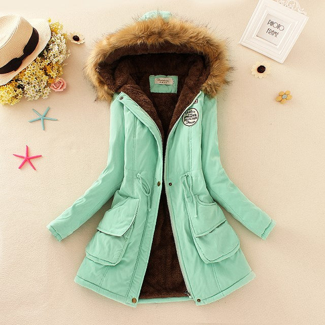 2024 New Autumn Winter Women Cotton Jacket Padded Casual Slim Coat Emboridery Hooded Parkas Wadded Warm Overcoat