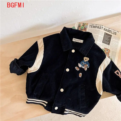 Fashion Cartoon Embroidery Corduroy Jackets for Baby Boys Girls Casual Spring Fall Outwear Toddler Kids Coat Clothes Sports Wear