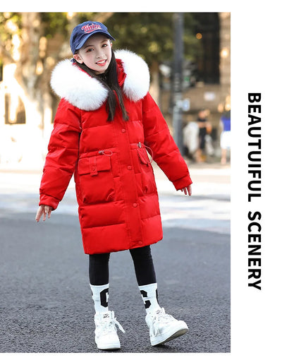 2024 Winter Thicken warm Down jacket Girls clothing kids toddler girl clothes Parka Hooded Children Outerwear Coats snow suit