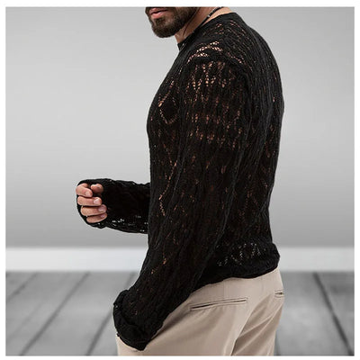 Sexy Hollow Men's Knitwear Party Perspective Thin Pullover Sweater Sexy Mesh Men Knit Sweater Fashion Personality Men's Clothing