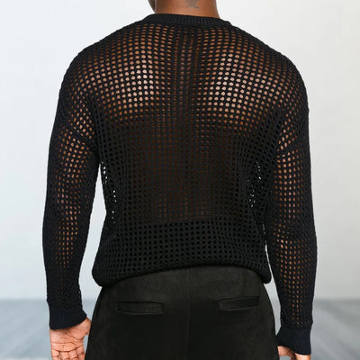 Sexy Hollow Men's Knitwear Party Perspective Thin Pullover Sweater Sexy Mesh Men Knit Sweater Fashion Personality Men's Clothing