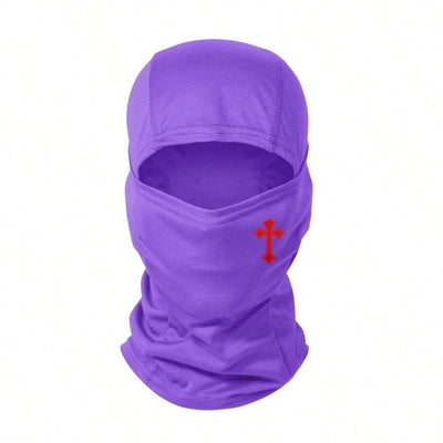 1pc Cross Printed Mask Hood For Men And Women Outdoor Riding Balaclava Hat Windproof And Sunscreen Sun Hat