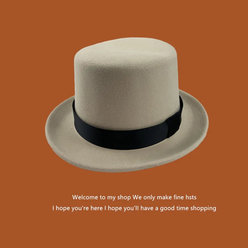 Men Top hat Magician Presidential high hat British jazz top hats male gentleman flat felt hat 2024 sombrero de copa británico