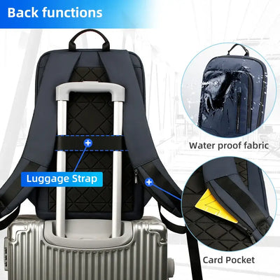 HK Slim Backpack For Men 15.6 Inch Laptop Bags Waterproof Minimalist Business Backpack With USB Charging Casual Travel Work Bag