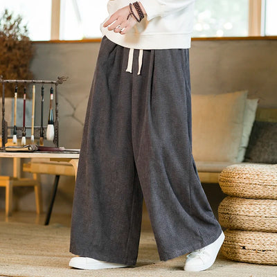 Oversized Pants Tradition Casual Autumn Wide-leg Trousers Harajuku Corduroy Streetwear Straight Pants Male Elastic Waist Loose