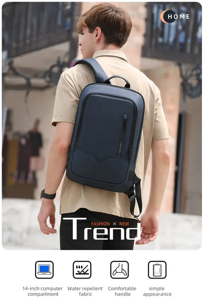 HK Slim Backpack For Men 15.6 Inch Laptop Bags Waterproof Minimalist Business Backpack With USB Charging Casual Travel Work Bag