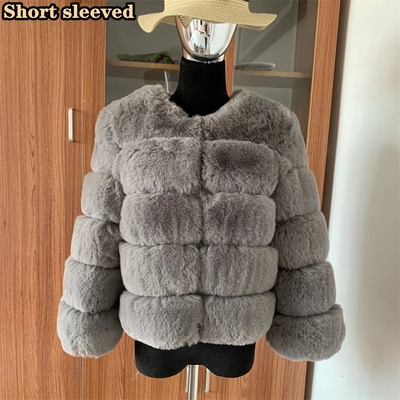 Winter coat for faux fur coat women new outerwear Fox fur short coat Fake fur  jacket furry fluffy jacket luxury woman fur Fake