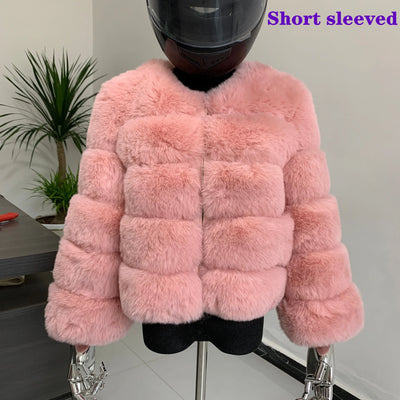 Winter coat for faux fur coat women new outerwear Fox fur short coat Fake fur  jacket furry fluffy jacket luxury woman fur Fake