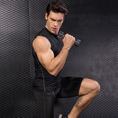 Men Gym T-Shirt Bodybuilding Basketball Tank Top Man Quick Dry Compression Sleeveless Shirt Fitness Singlets Vest Male Clothes