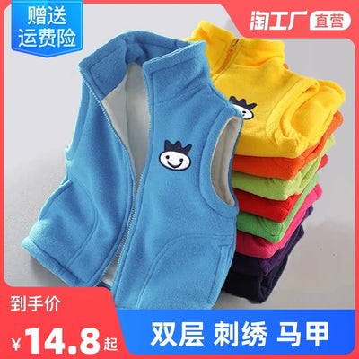 Solid Cartoon Sweater Tank Boy Girl Toddler Kid Baby Spring Autumn Sweater V-Neck Knit Top Fall Fashion Vest Knitwear Clothes