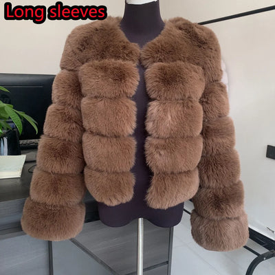 Winter coat for faux fur coat women new outerwear Fox fur short coat Fake fur  jacket furry fluffy jacket luxury woman fur Fake