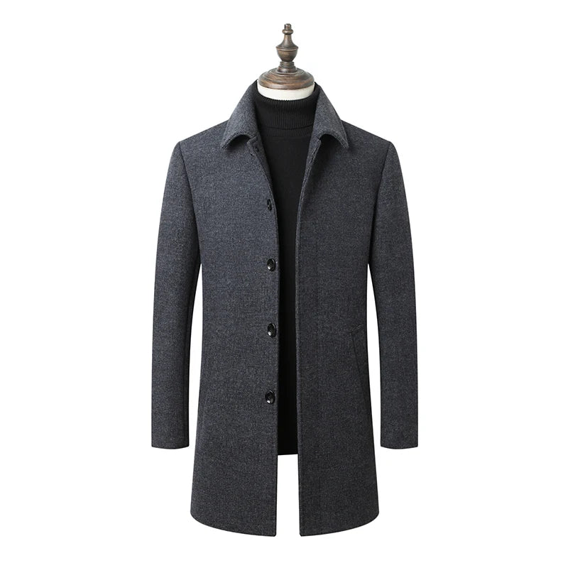 Men Wool Coat Winter Woolen Coat Pea coat Autumn Wool Long Jacket Man Cashmere Coats Mens Wool Blend Coat Overcoat Outdoor Coat