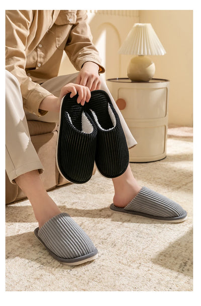 Winter Warm Plush Men Slippers Non Slip Soft Shoes Comfort Flat Heel Indoor Bedroom Couple's Slippers for Home Shoes in Autumn