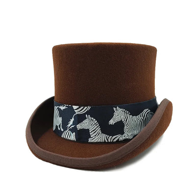 Men Top hat Magician Presidential high hat British jazz top hats male gentleman flat felt hat 2024 sombrero de copa británico