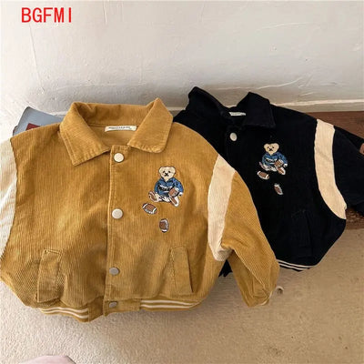 Fashion Cartoon Embroidery Corduroy Jackets for Baby Boys Girls Casual Spring Fall Outwear Toddler Kids Coat Clothes Sports Wear