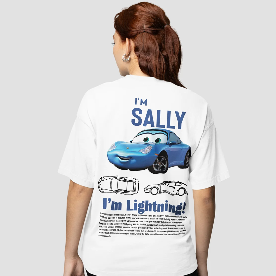 Fun Sally I'm Lightning Car Outfit T Shirt for Men Women Mcqueen Tee Shirt 100% Cotton New Arrival Clothing Love Gift For Couple