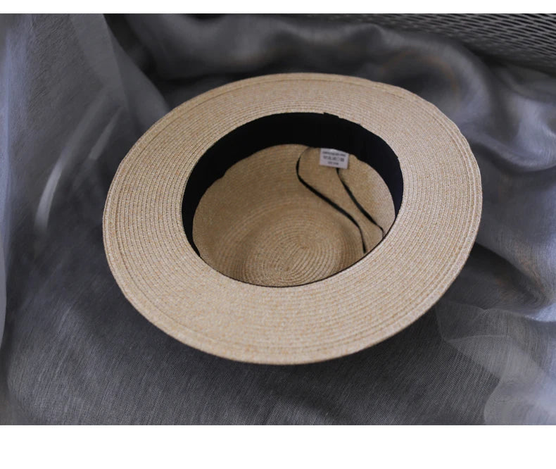 Designer New Natural Panama Soft Shaped Straw Hat Summer Women/Men Wide Brim Beach Sun Cap UV Protection Fedora Birthday Gift