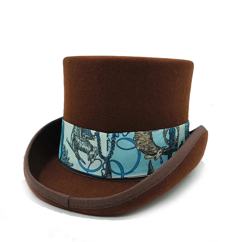 Men Top hat Magician Presidential high hat British jazz top hats male gentleman flat felt hat 2024 sombrero de copa británico