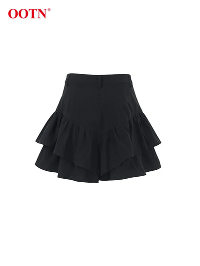 OOTN Street Black High Waist Shorts Skirts Summer Sexy Mini Shorts Female Spring Casual Cotton Linen Zipper Shorts Women 2024