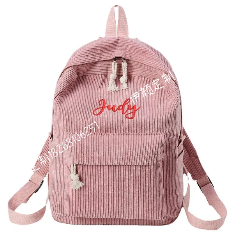 Schoolbag Female K-style Kaibo Harajuku ulzzang High School Student Personalized Corduroy Preppy Style Backpack Female Backpack