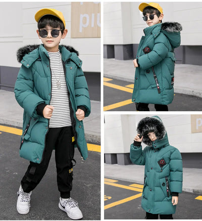 2023 Children Warm Clothing toddler boy Clothes Teen Down Cotton Padded Winter Jackets Hooded Coat Thicken Outerwear Kids Parka