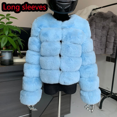 Winter coat for faux fur coat women new outerwear Fox fur short coat Fake fur  jacket furry fluffy jacket luxury woman fur Fake