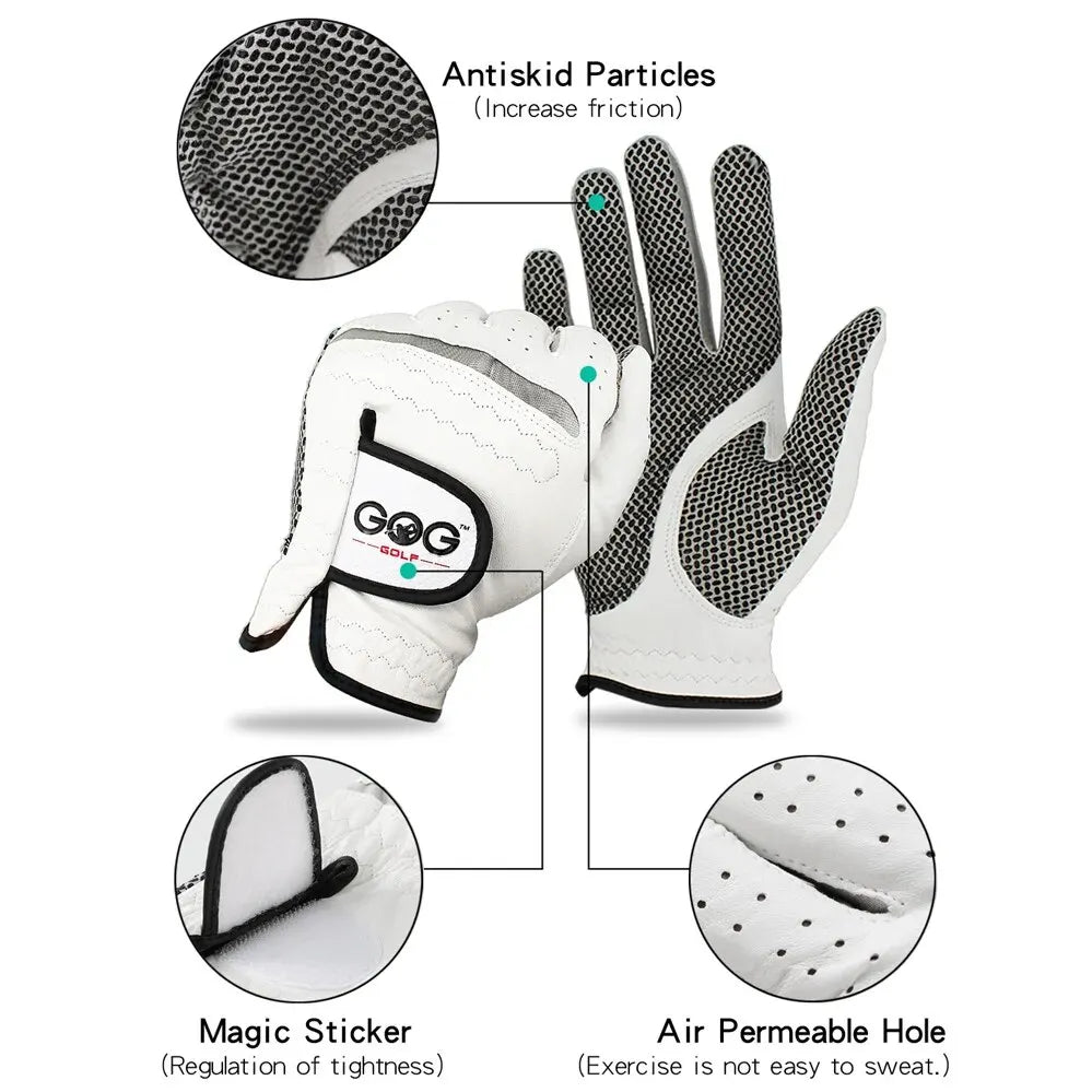 Pack 1 Pc Golf Gloves Men's Left/Right Hand Soft Breathable Pure Sheepskin With Anti-slip Granules Golf Gloves Golf Men