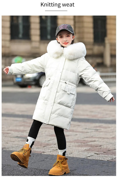 2024 Winter Thicken warm Down jacket Girls clothing kids toddler girl clothes Parka Hooded Children Outerwear Coats snow suit