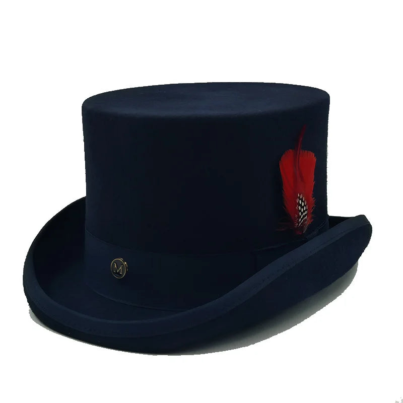 Men Top hat Magician Presidential high hat British jazz top hats male gentleman flat felt hat 2024 sombrero de copa británico