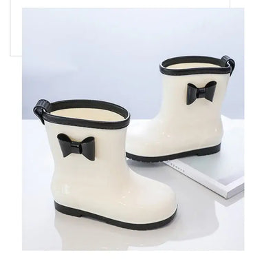 Kids Rain Boots Bowknot Princess Girl's Boot PVC Waterproof Non-slip Rubber Boots for Children Outdoor Toddler Water Shoes 장화