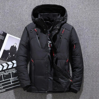 Down Jacket Men White Duck Winter Coat Windproof Warm Parkas Travel Camping Overcoat New in Thicken Solid Color Hooded Clothing