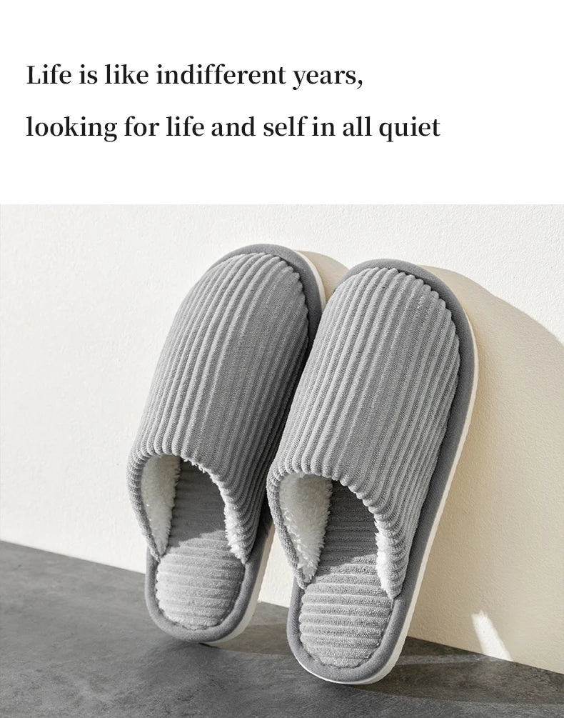 Winter Warm Plush Men Slippers Non Slip Soft Shoes Comfort Flat Heel Indoor Bedroom Couple's Slippers for Home Shoes in Autumn