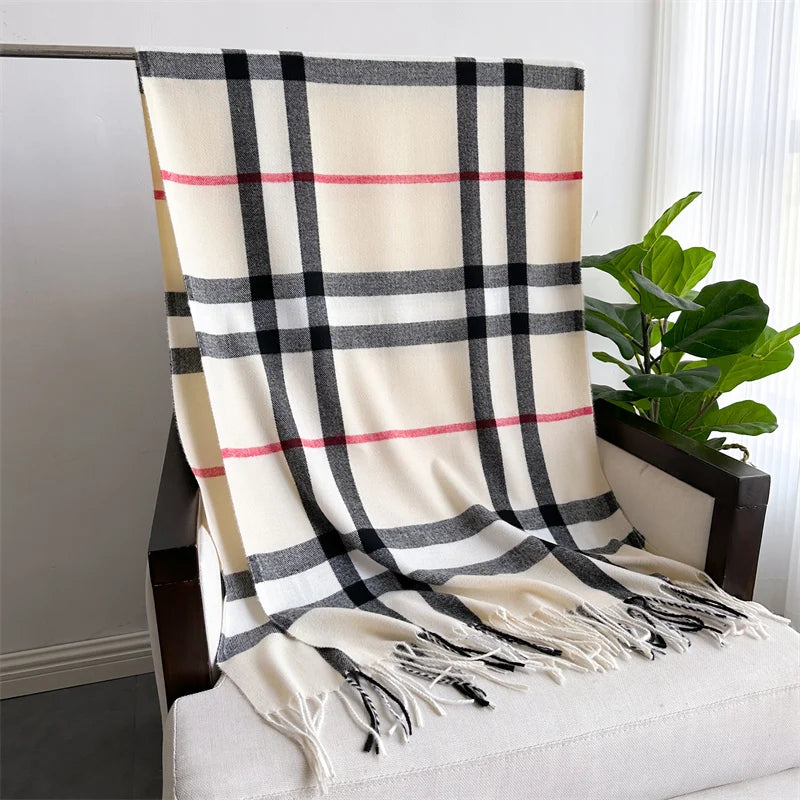 Luxury brand Winter Plaid Cashmere Like Blanket Scarf Design Thick Warm Pashmina Shawl Wraps With Tassel Poncho Stoles Echarpe