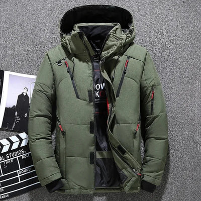 Down Jacket Men White Duck Winter Coat Windproof Warm Parkas Travel Camping Overcoat New in Thicken Solid Color Hooded Clothing