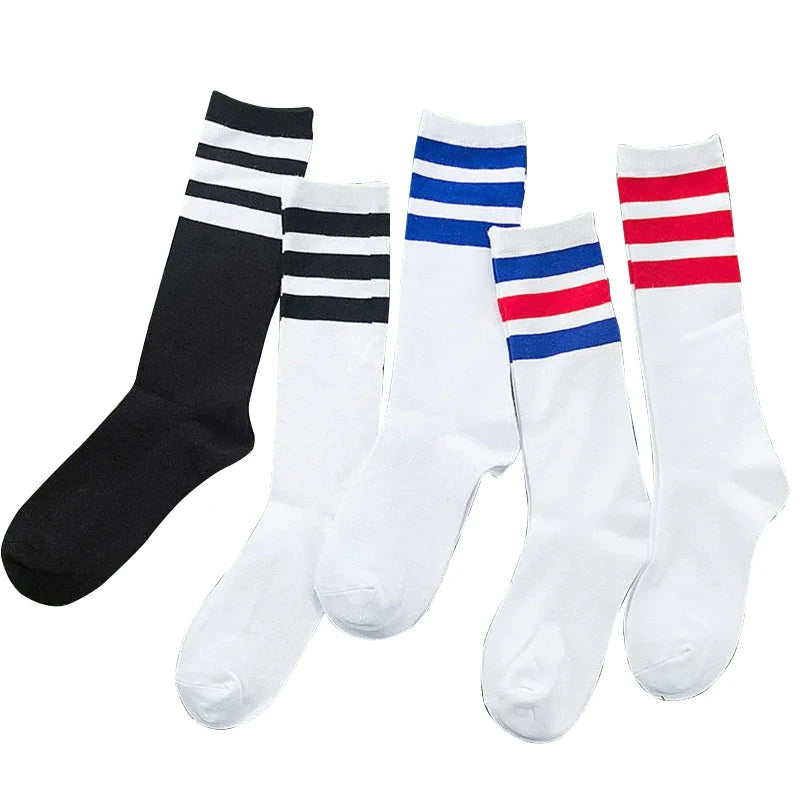 New Men/Women 3 Three Stripes Cotton Socks Retro Old School  Hiphop Skate Long Short  Meias  Harajuku White Black Winter Cool