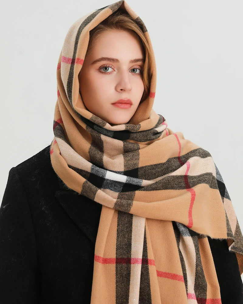 Luxury brand Winter Plaid Cashmere Like Blanket Scarf Design Thick Warm Pashmina Shawl Wraps With Tassel Poncho Stoles Echarpe