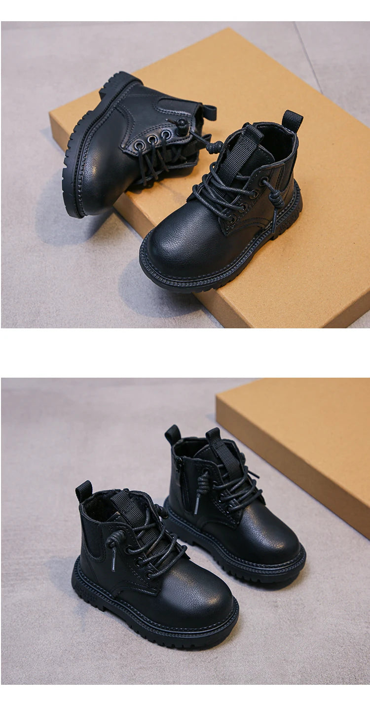 Kids Leather Chelsea Boots Waterproof Children Ankle Boots Fashion Toddler Snow Boots Casual Shoe