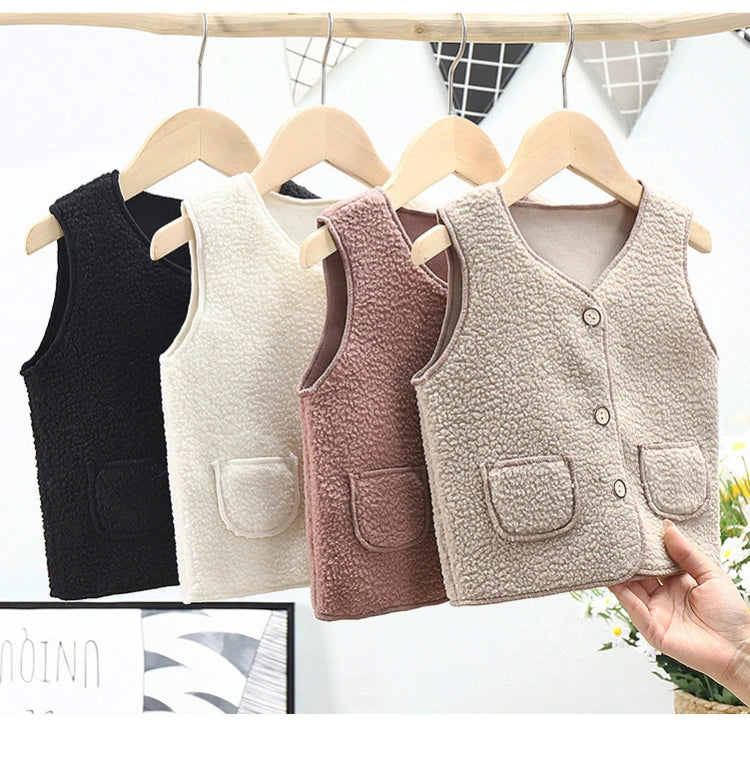 0-6Y Autumn Winter Kid Vest  Fur Girl Boy Baby Waistcoat Kids Jackets Children Clothes Snow Outfit Sleeveless Vest Toddler Wool