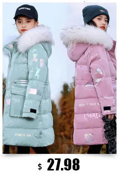 2024 Winter Thicken warm Down jacket Girls clothing kids toddler girl clothes Parka Hooded Children Outerwear Coats snow suit