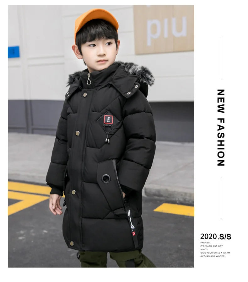 2023 Children Warm Clothing toddler boy Clothes Teen Down Cotton Padded Winter Jackets Hooded Coat Thicken Outerwear Kids Parka