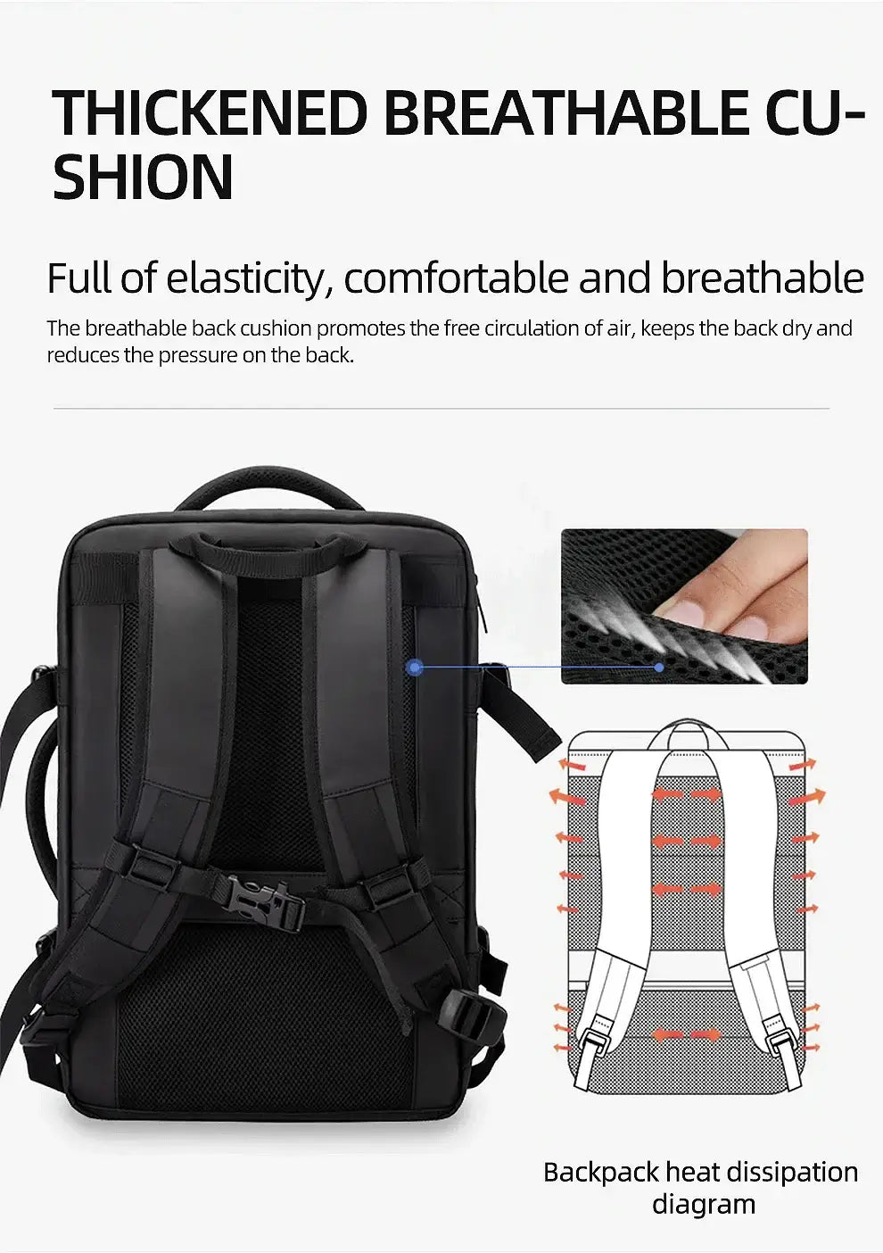 HK Travel Backpack Men Business Backpack Expandable School Bag Large Capacity 15.6" Laptop Waterproof Fashion Backpack with USB