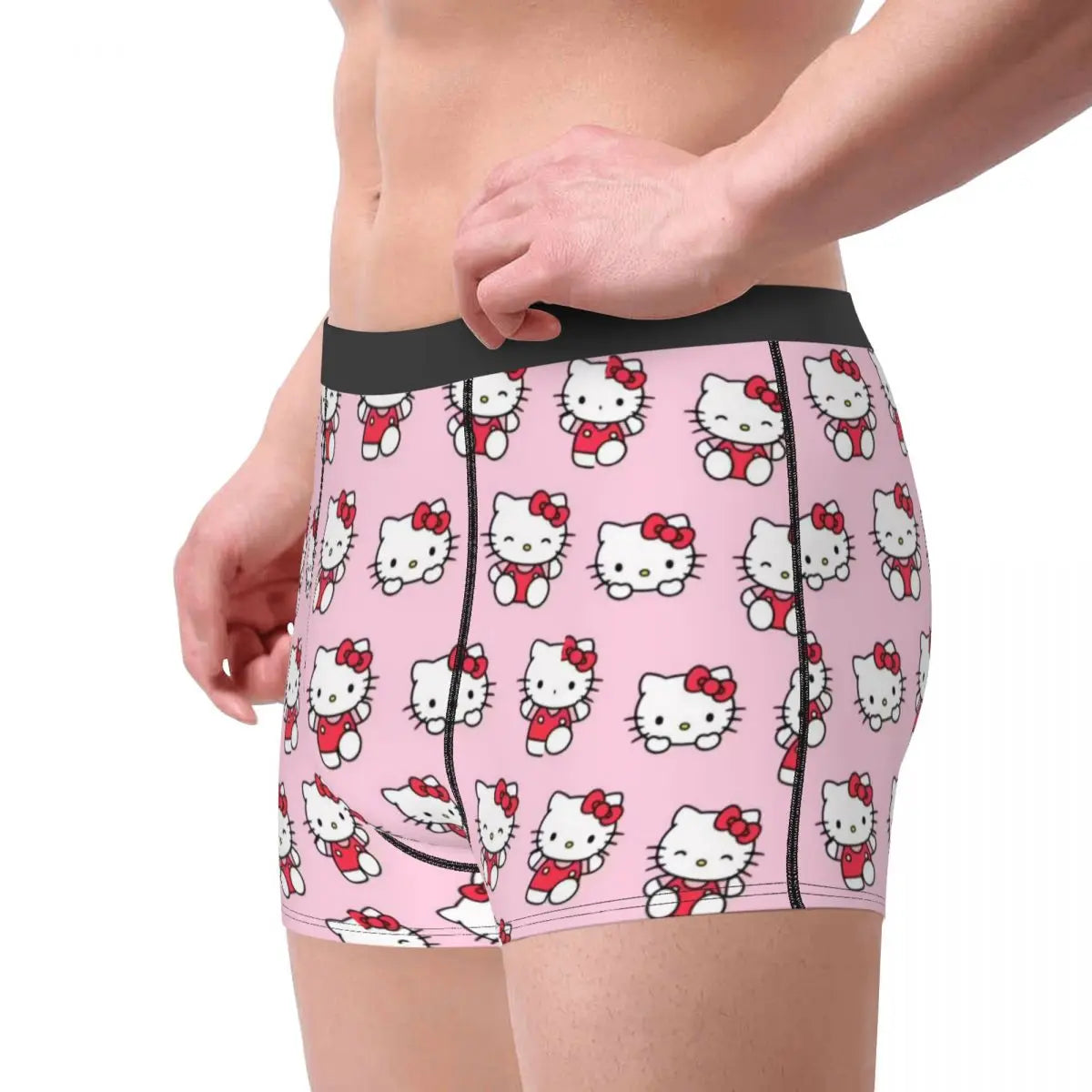 Hello Kitty Pattern Underwear Men Printed Custom Sanrio Boxer Briefs Shorts Panties Soft Underpants