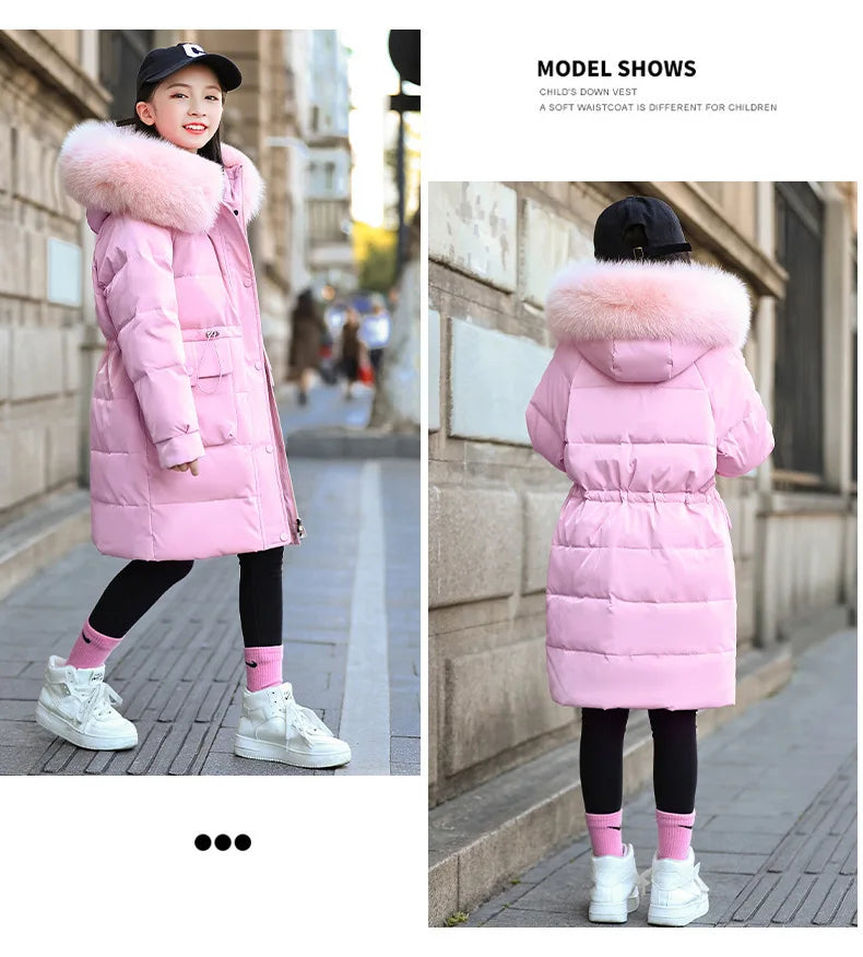 2024 Winter Thicken warm Down jacket Girls clothing kids toddler girl clothes Parka Hooded Children Outerwear Coats snow suit